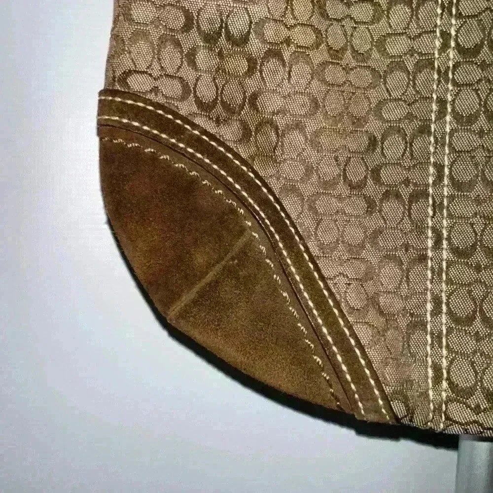 Coach Signature Crossbody Bag Jacquard Fabric & Leather Brown - Picture 8 of 16
